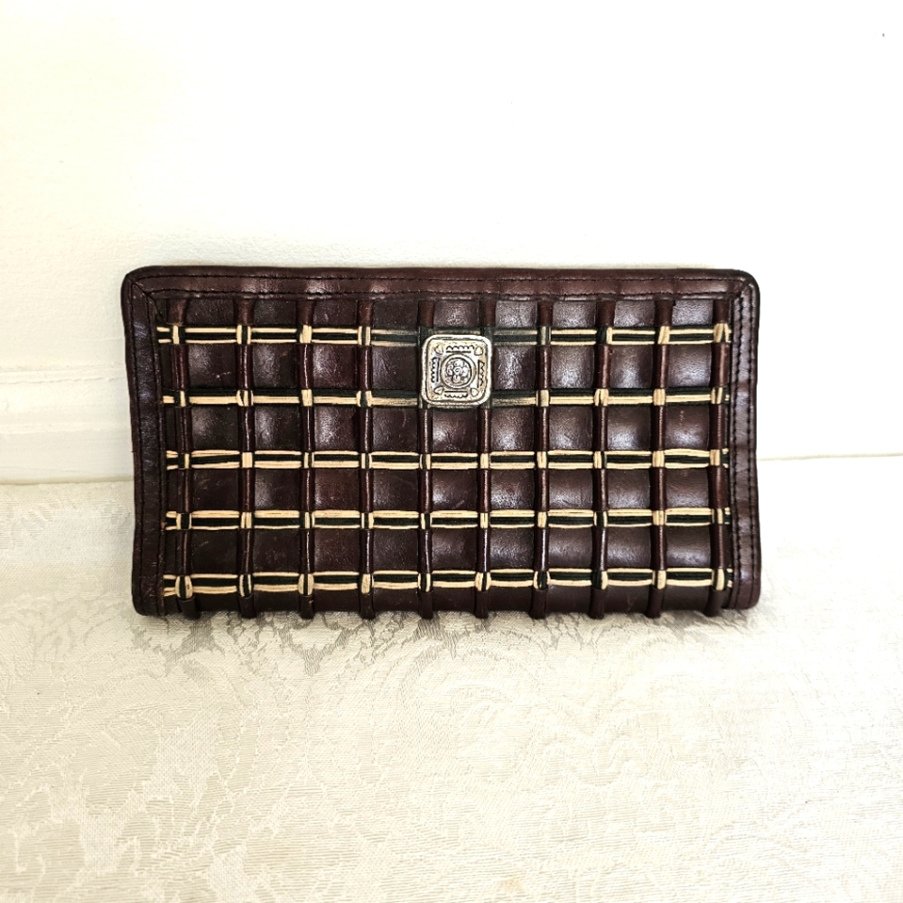 Brighton Gorgeous Black with Brown Crocodile Leather Wallet- EUC!